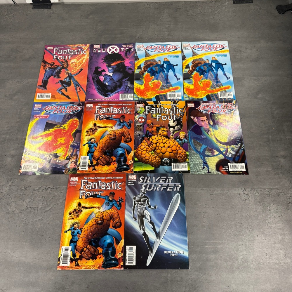 Marvel Comic Book Lot 10pc Fantastic Four New X-Men Silver Surfer EUC